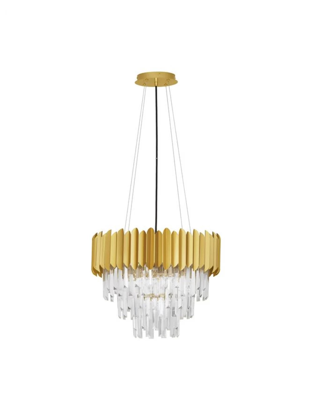 Candelabru structura din Aluminiu Auriu si abajur din Cristal Transparent H120xL50cm IP20 MAGNOLIA