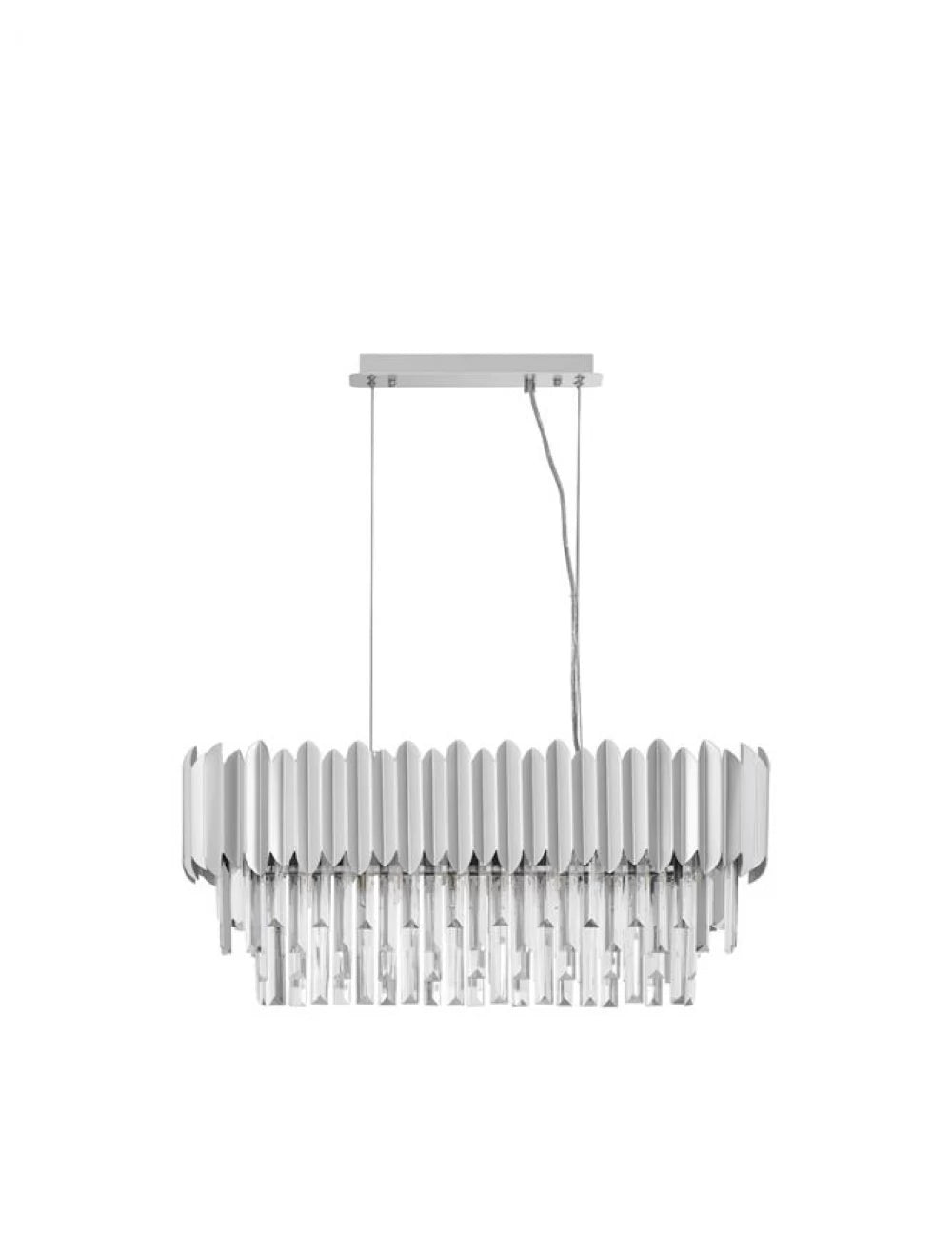Candelabru structura din Aluminiu Argintiu si abajur din Cristal Transparent H120xL70cm IP20 MAGNOLIA
