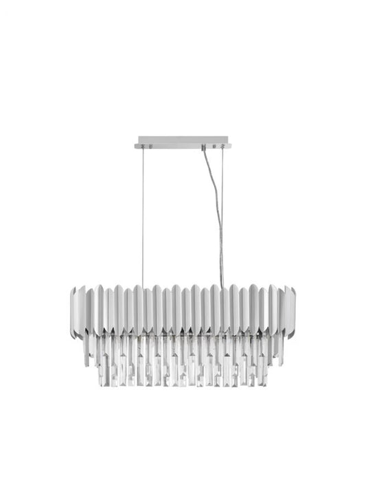 Candelabru structura din Aluminiu Argintiu si abajur din Cristal Transparent H120xL70cm IP20 MAGNOLIA