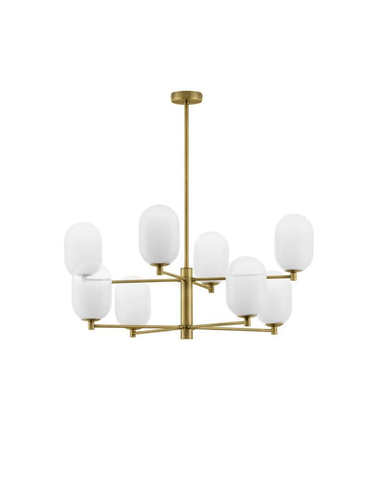 Candelabru structura din Metal Auriu si abajur din Sticla Alb H77xL80cm IP20 BALOR