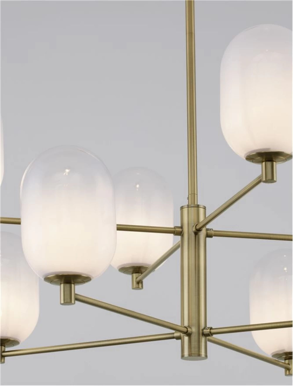 Candelabru structura din Metal Auriu si abajur din Sticla Alb H77xL80cm IP20 BALOR
