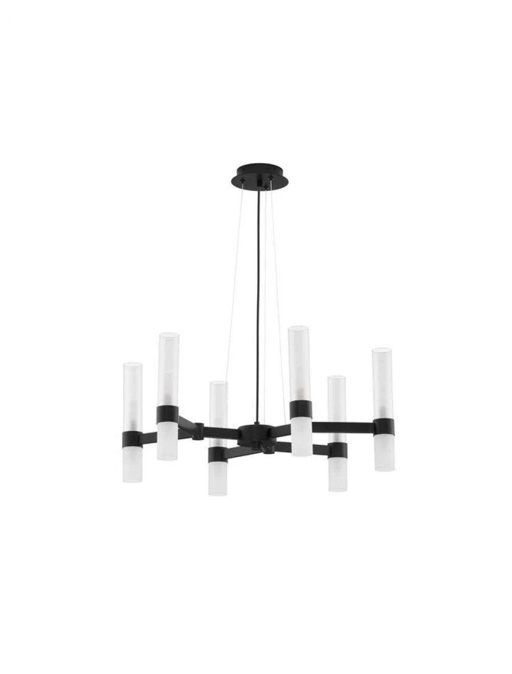 Candelabru structura din Metal Negru si abajur din Sticla Transparent/Alb H210xL70cm IP20 CENTURY