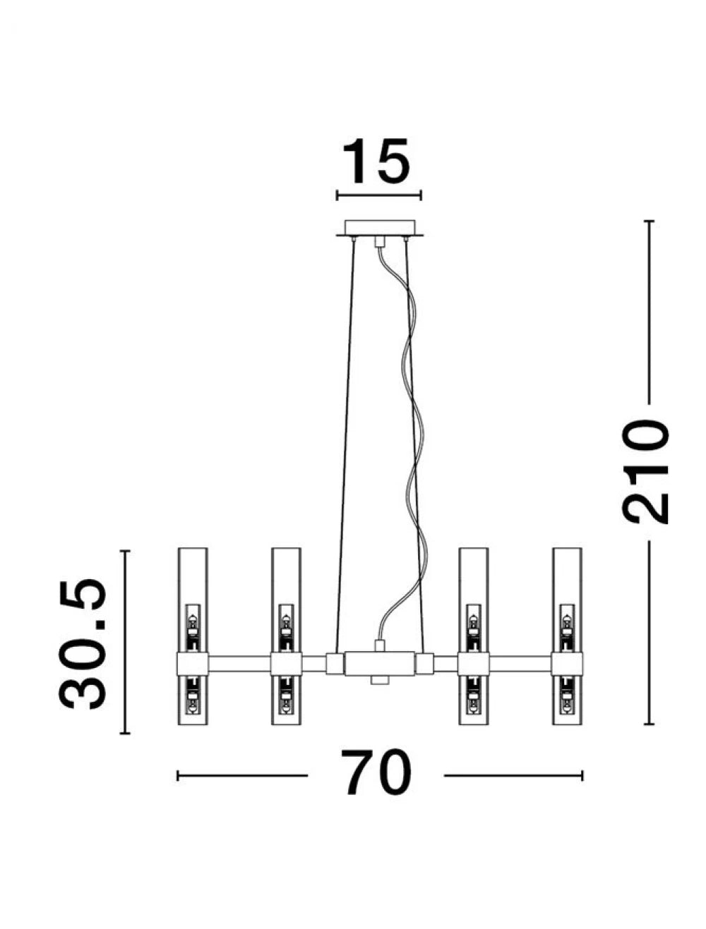 Candelabru structura din Metal Negru si abajur din Sticla Transparent/Alb H210xL70cm IP20 CENTURY