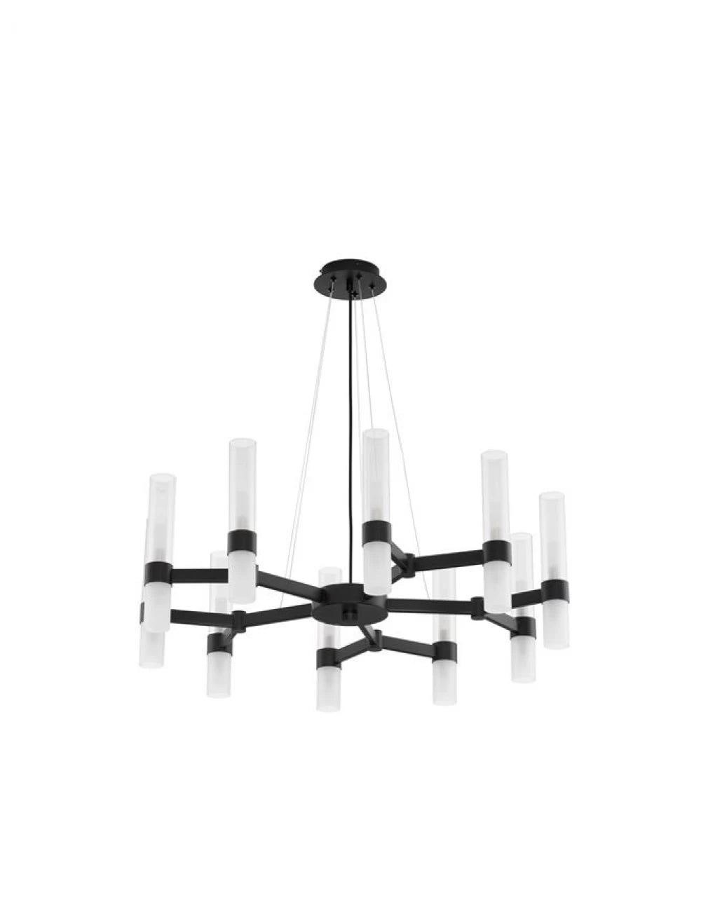 Candelabru structura din Metal Negru si abajur din Sticla Transparent/Alb H210xL85cm IP20 CENTURY