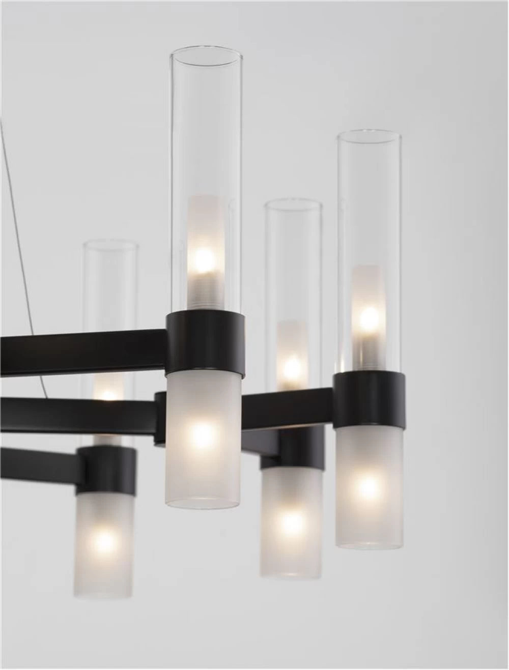 Candelabru structura din Metal Negru si abajur din Sticla Transparent/Alb H210xL85cm IP20 CENTURY