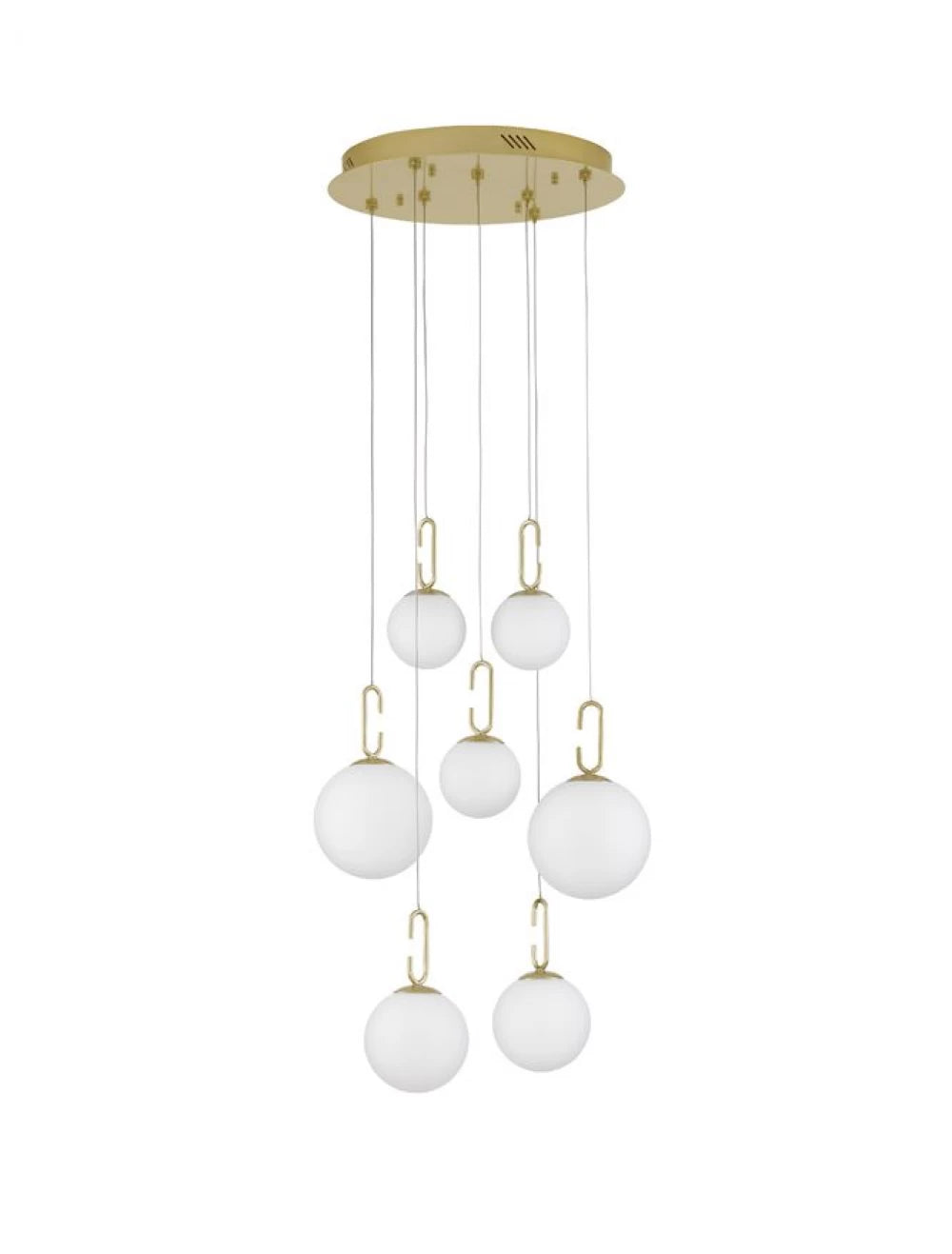 Candelabru structura din Metal Auriu si abajur din Sticla Alb H180xL56.6cm IP20 52W 4815lm 3000k HOOK