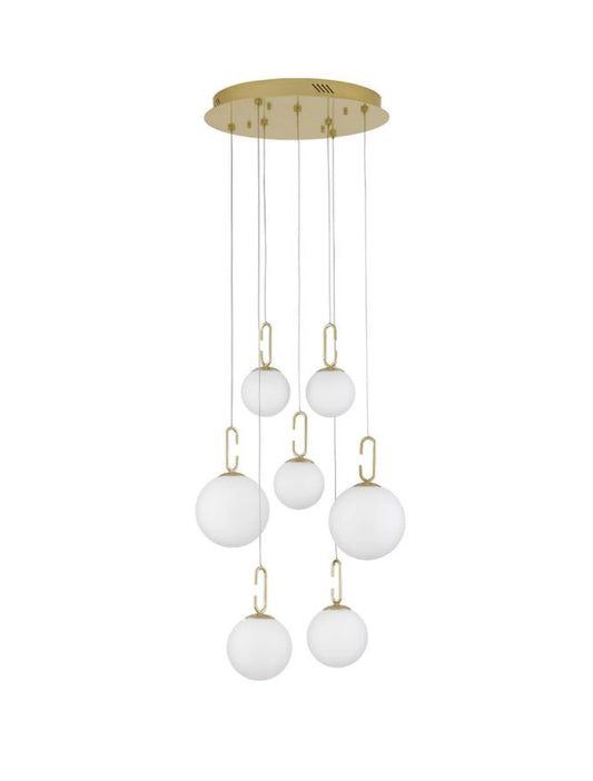 Candelabru structura din Metal Auriu si abajur din Sticla Alb H180xL56.6cm IP20 52W 4815lm 3000k HOOK