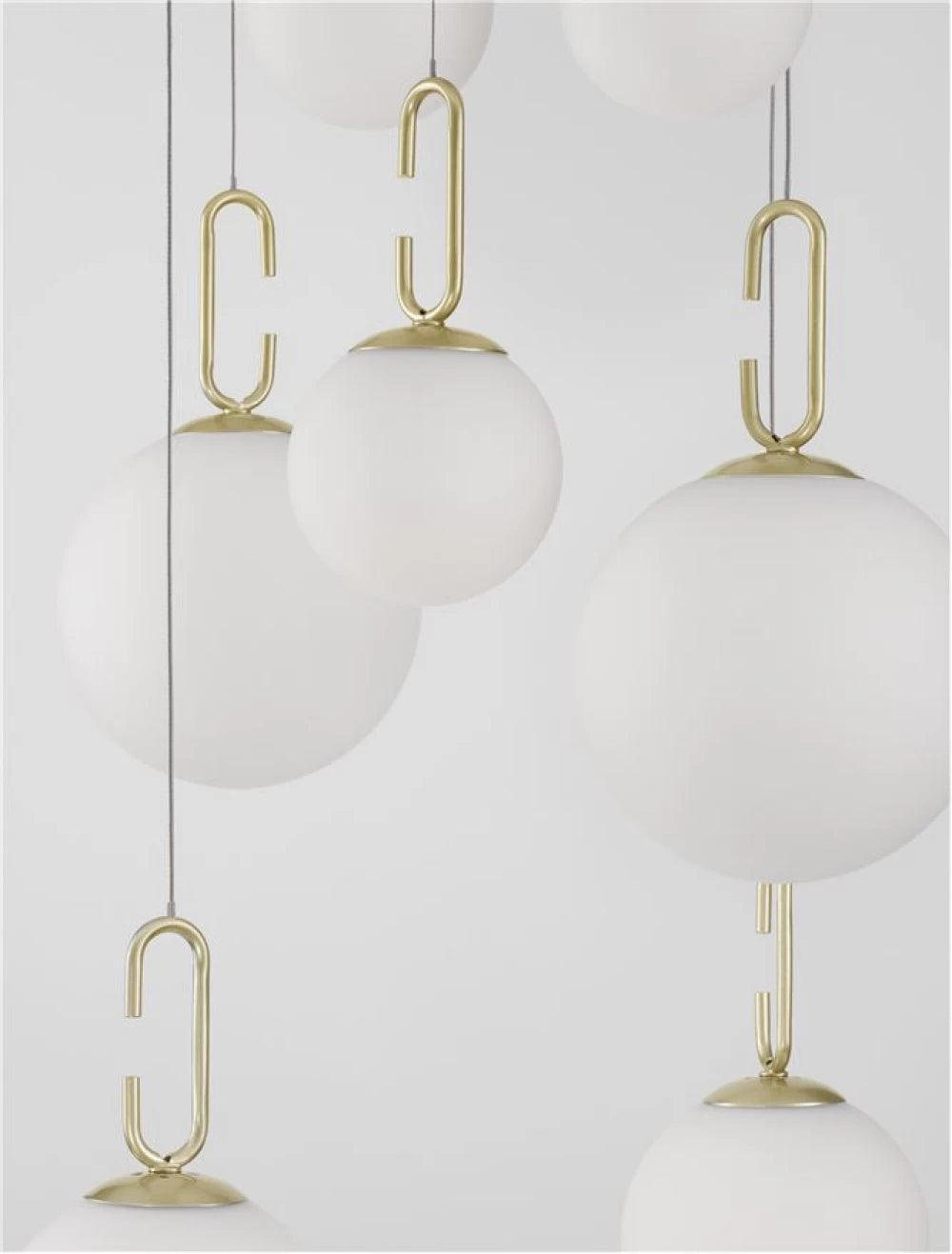 Candelabru structura din Metal Auriu si abajur din Sticla Alb H180xL56.6cm IP20 52W 4815lm 3000k HOOK