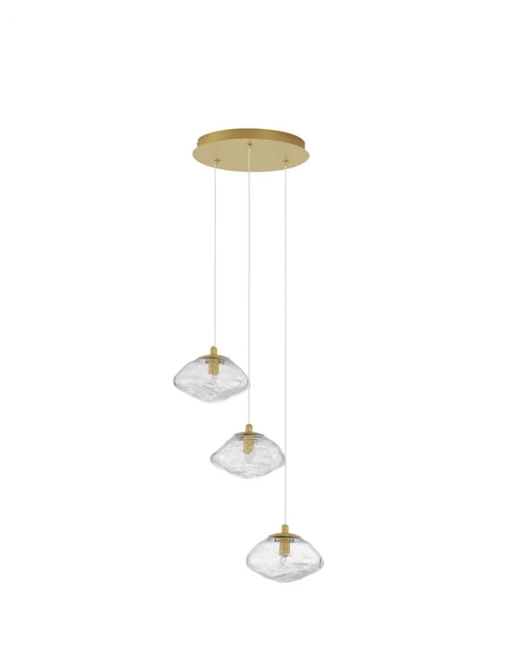 Candelabru structura din Metal Auriu si abajur din Sticla Transparent H180xL25cm IP20 KING
