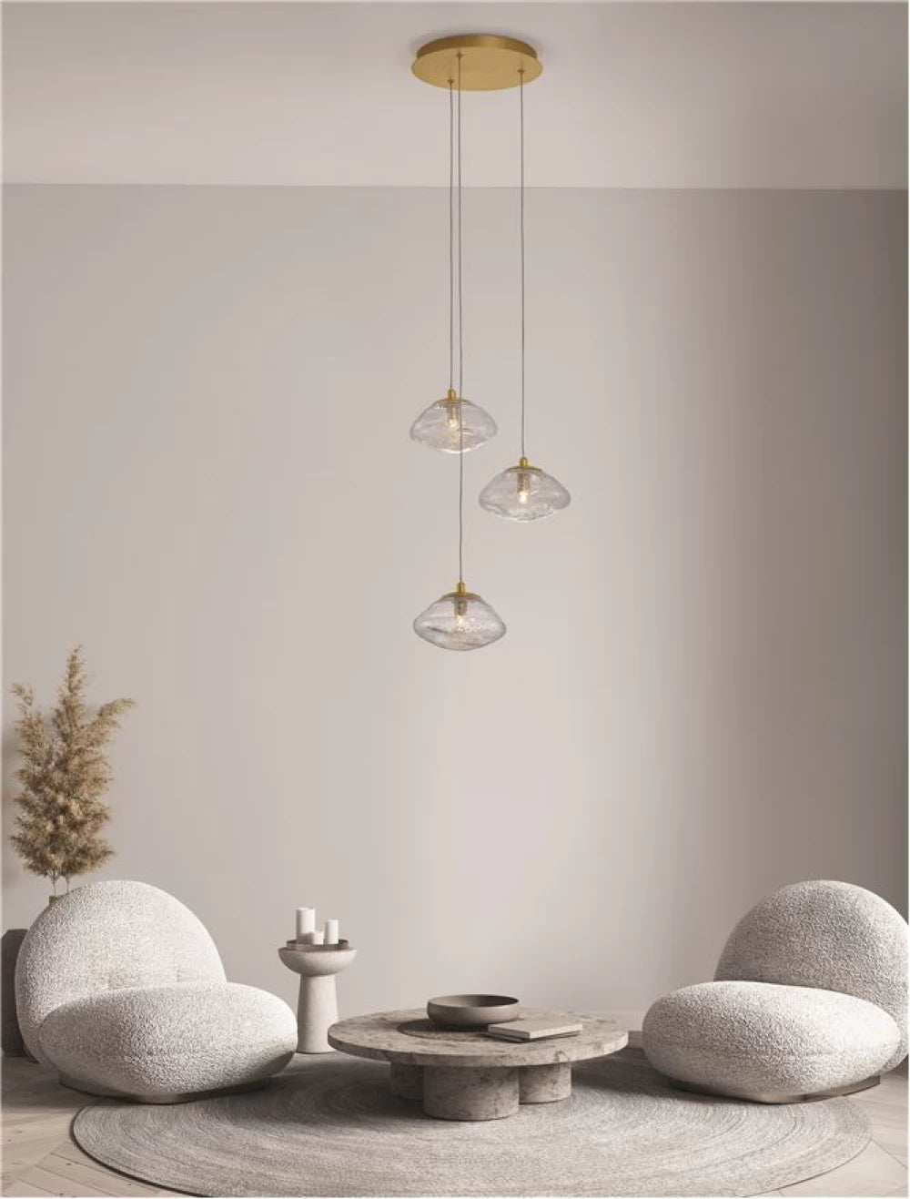 Candelabru structura din Metal Auriu si abajur din Sticla Transparent H180xL25cm IP20 KING