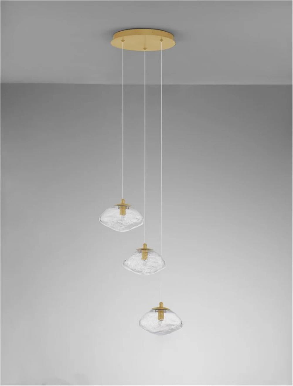 Candelabru structura din Metal Auriu si abajur din Sticla Transparent H180xL25cm IP20 KING