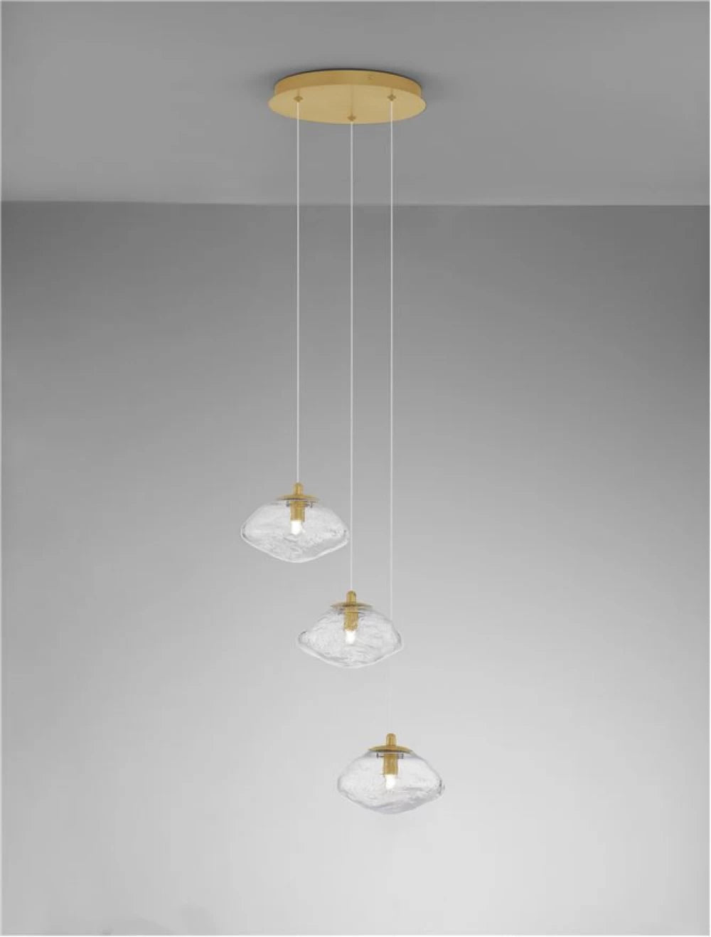 Candelabru structura din Metal Auriu si abajur din Sticla Transparent H180xL25cm IP20 KING