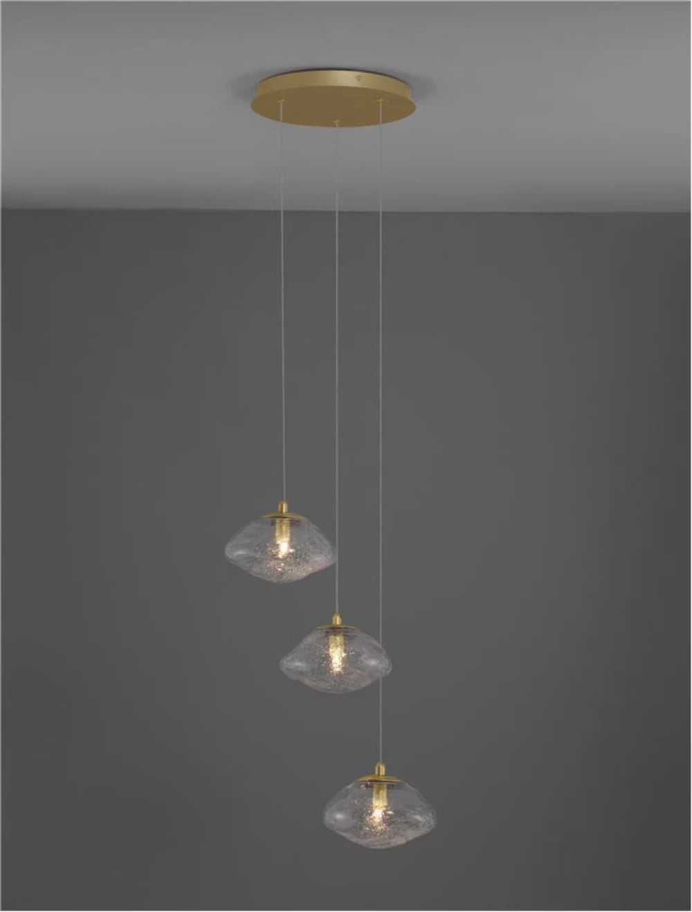 Candelabru structura din Metal Auriu si abajur din Sticla Transparent H180xL25cm IP20 KING