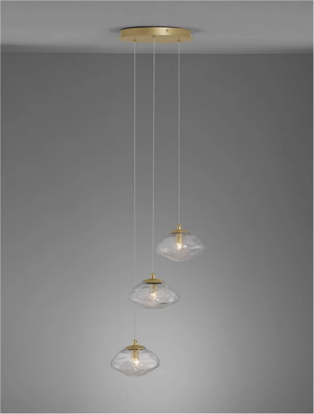 Candelabru structura din Metal Auriu si abajur din Sticla Transparent H180xL25cm IP20 KING