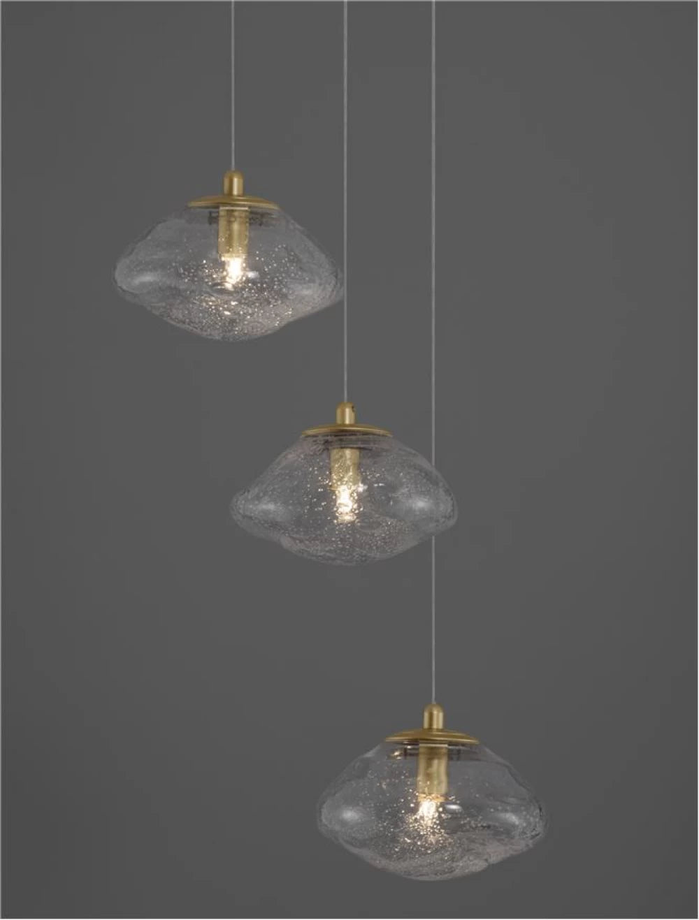 Candelabru structura din Metal Auriu si abajur din Sticla Transparent H180xL25cm IP20 KING