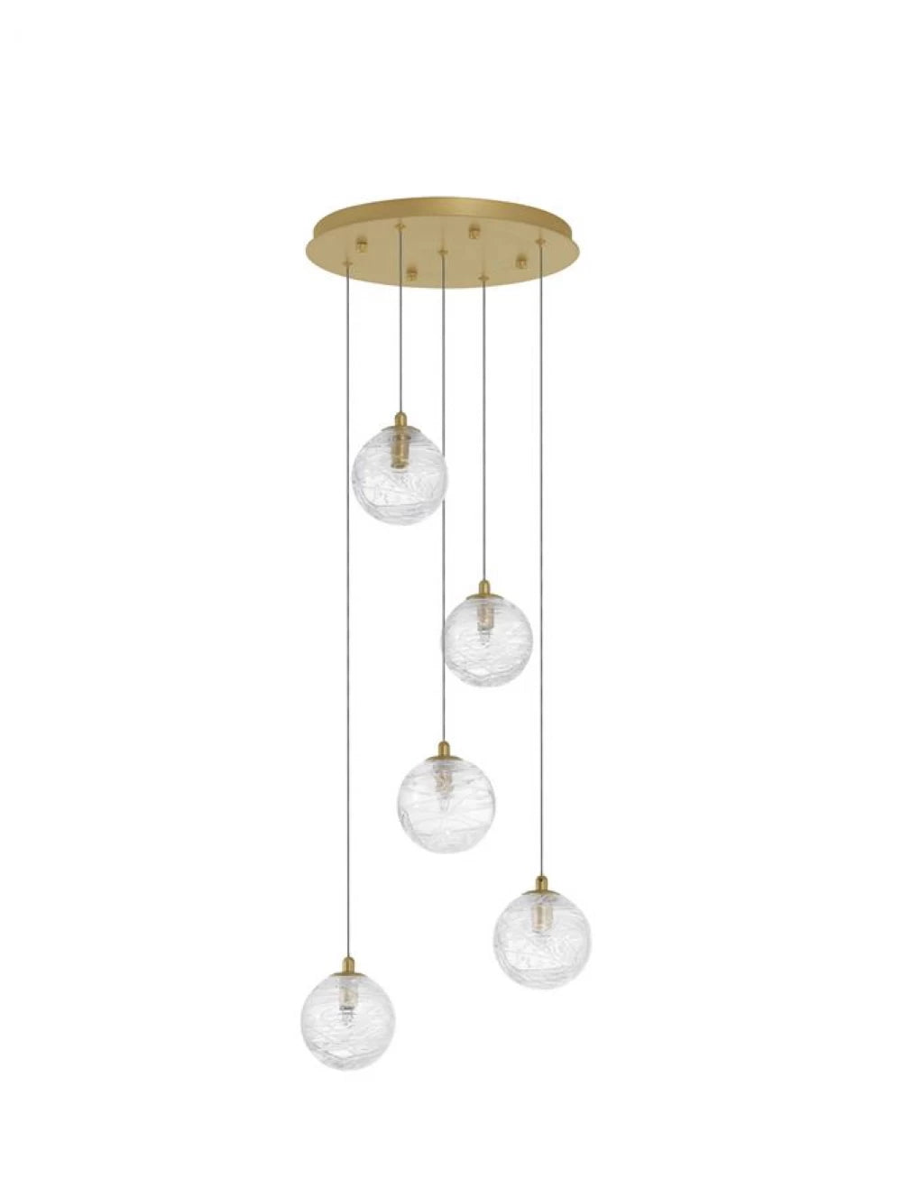 Candelabru structura din Metal Auriu si abajur din Sticla Transparent H180xL35cm IP20 COEN