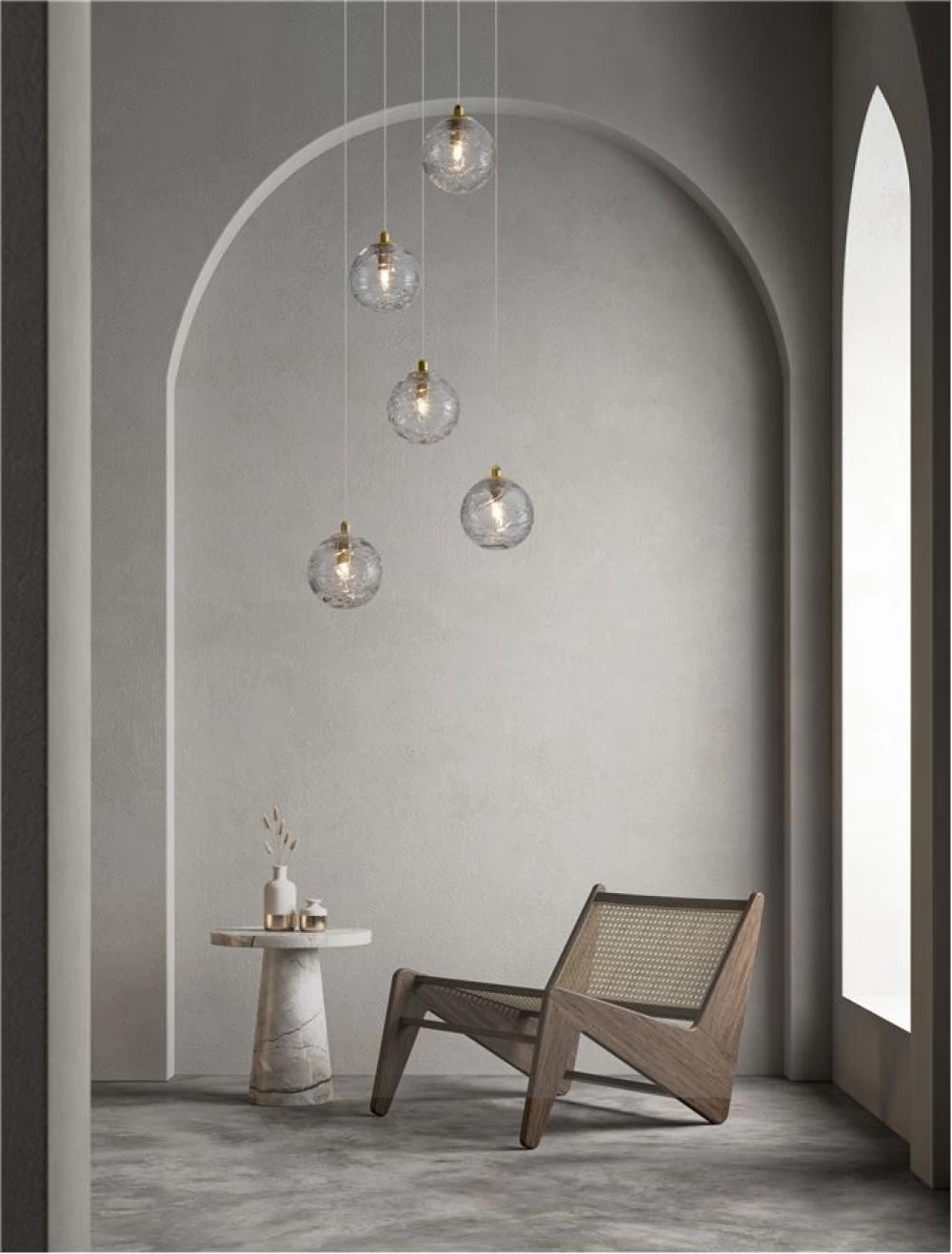 Candelabru structura din Metal Auriu si abajur din Sticla Transparent H180xL35cm IP20 COEN