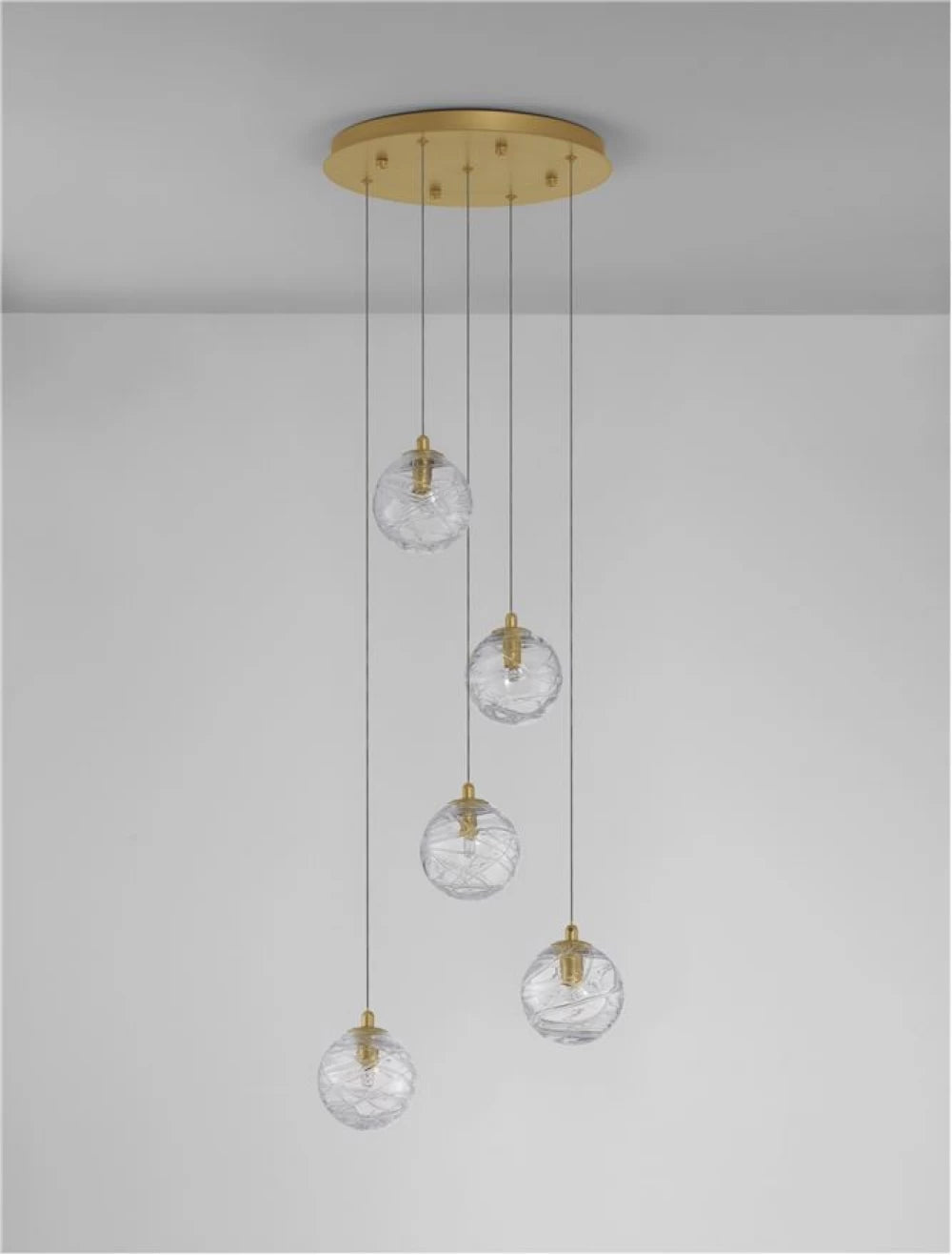 Candelabru structura din Metal Auriu si abajur din Sticla Transparent H180xL35cm IP20 COEN