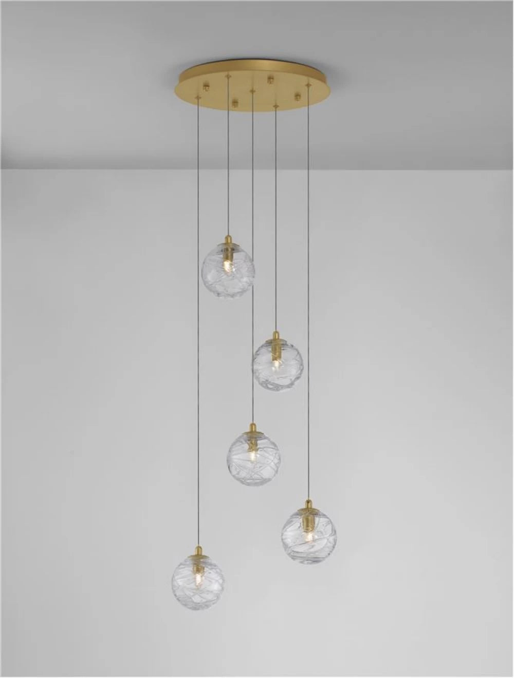 Candelabru structura din Metal Auriu si abajur din Sticla Transparent H180xL35cm IP20 COEN