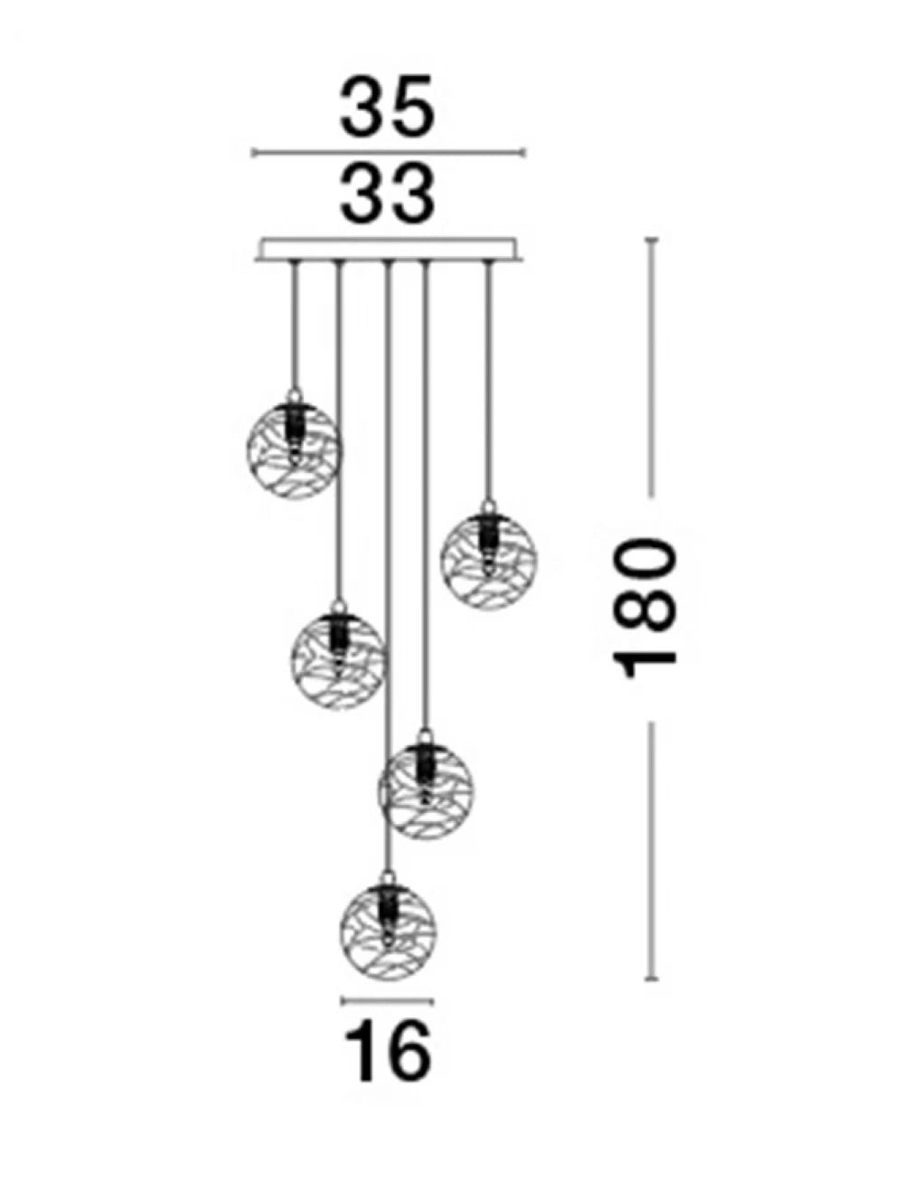 Candelabru structura din Metal Auriu si abajur din Sticla Transparent H180xL35cm IP20 COEN