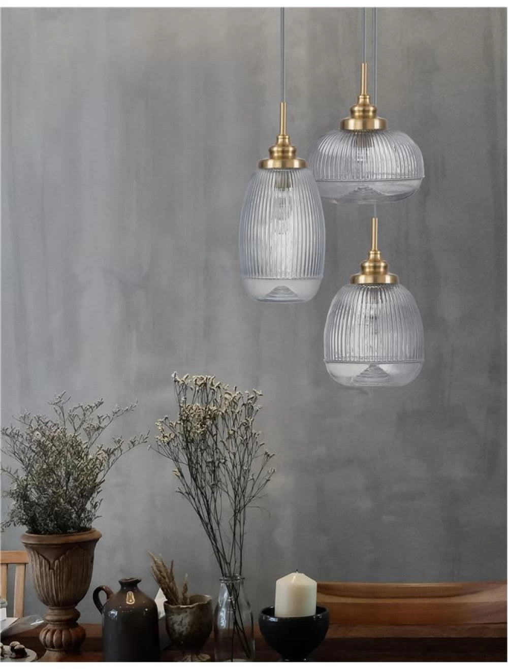 Candelabru structura din Metal Auriu si abajur din Sticla Transparent H120xL49cm IP20 MOND