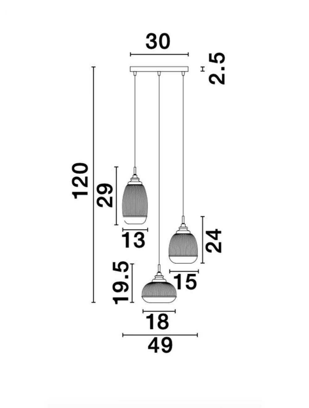 Candelabru structura din Metal Auriu si abajur din Sticla Transparent H120xL49cm IP20 MOND