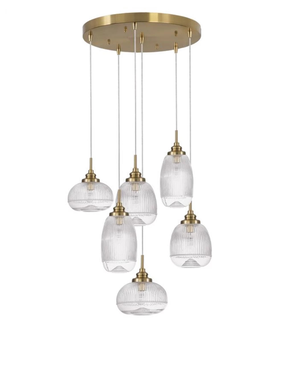 Candelabru structura din Metal Auriu si abajur din Sticla Transparent H120xL51cm IP20 MOND
