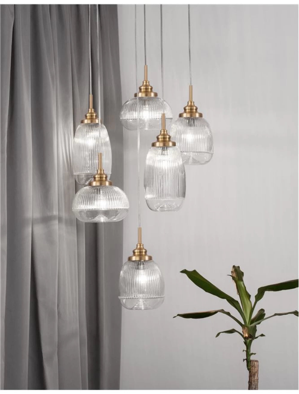 Candelabru structura din Metal Auriu si abajur din Sticla Transparent H120xL51cm IP20 MOND