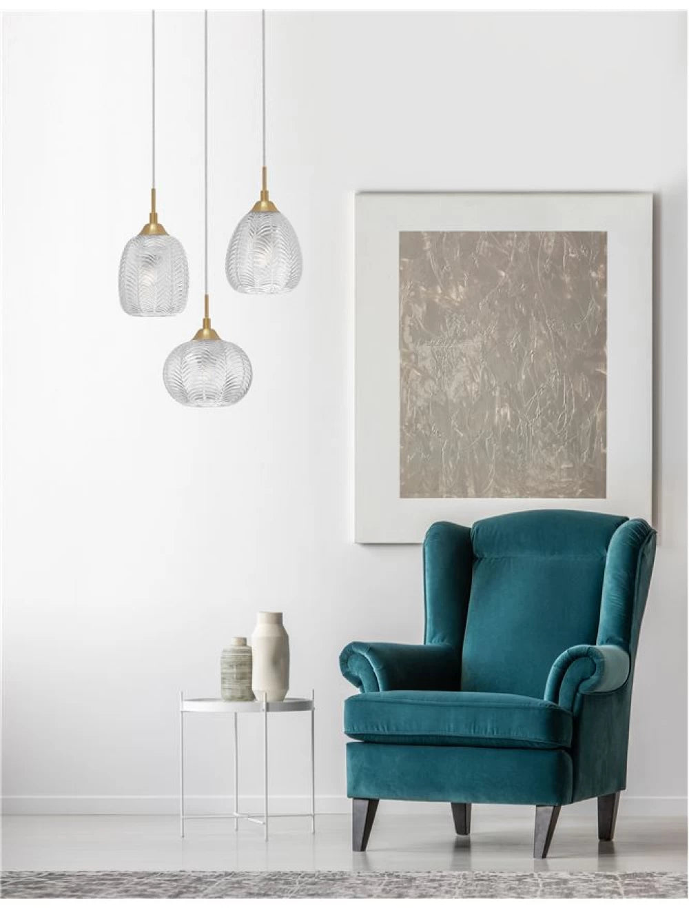 Candelabru structura din Metal Auriu si abajur din Sticla Transparent H120xL39cm IP20 VARIO