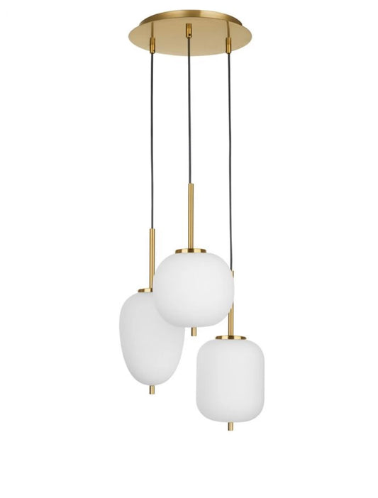 Candelabru structura din Metal Auriu si abajur din Sticla Alb H120xL30cm IP20 LATO