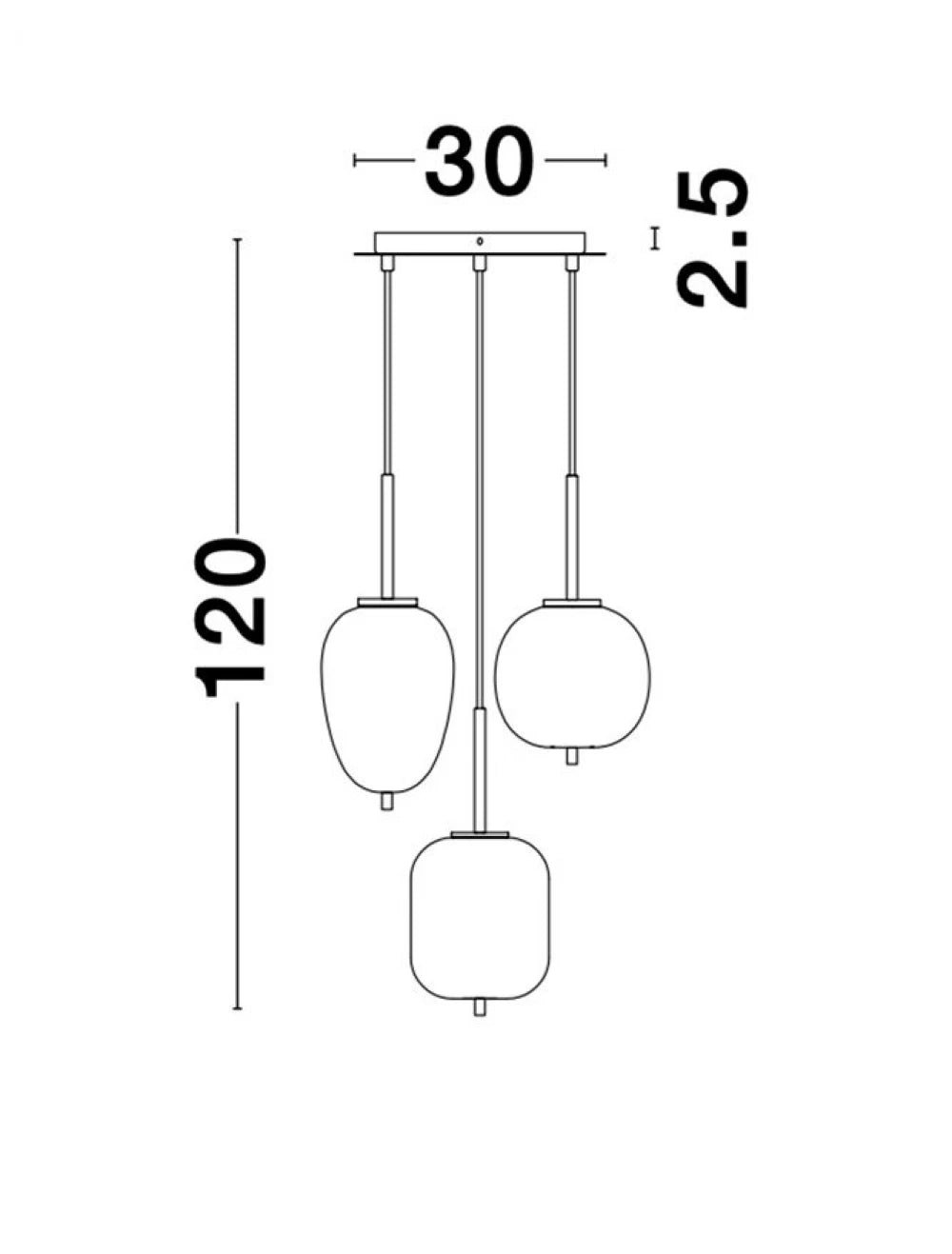 Candelabru structura din Metal Auriu si abajur din Sticla Alb H120xL30cm IP20 LATO