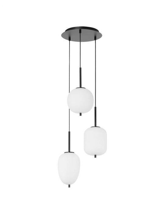 Candelabru structura din Metal Negru si abajur din Sticla Alb H120xL30cm IP20 LATO