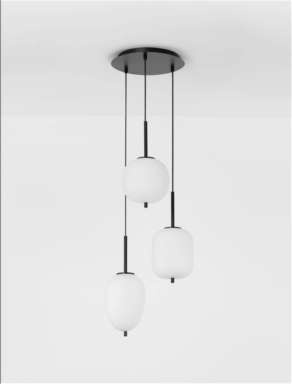 Candelabru structura din Metal Negru si abajur din Sticla Alb H120xL30cm IP20 LATO