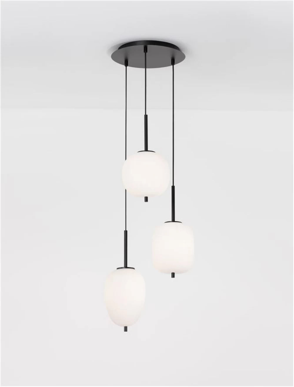 Candelabru structura din Metal Negru si abajur din Sticla Alb H120xL30cm IP20 LATO