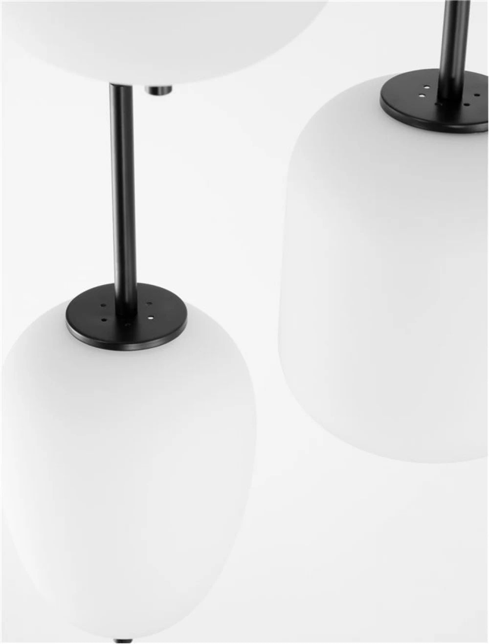 Candelabru structura din Metal Negru si abajur din Sticla Alb H120xL30cm IP20 LATO