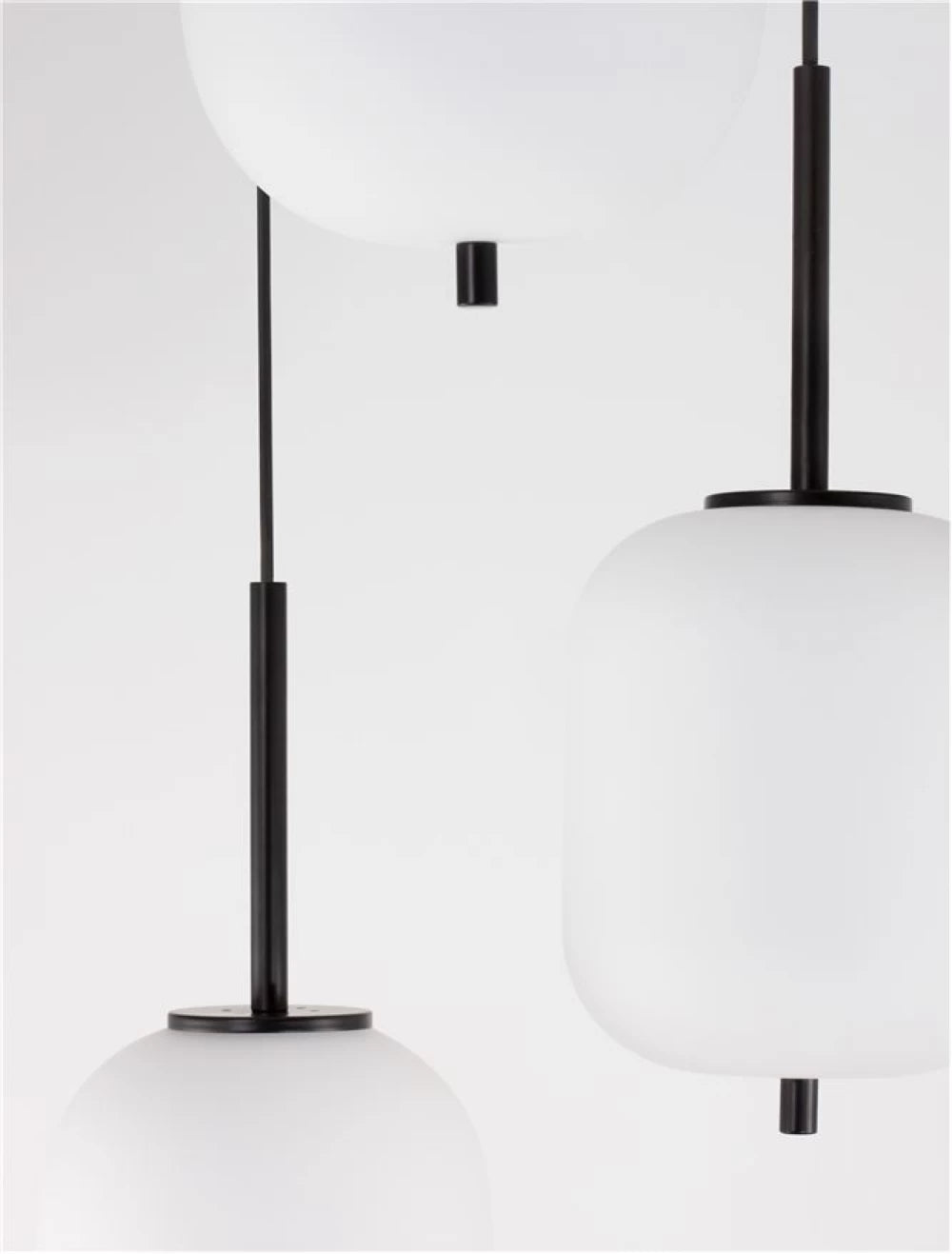 Candelabru structura din Metal Negru si abajur din Sticla Alb H120xL30cm IP20 LATO
