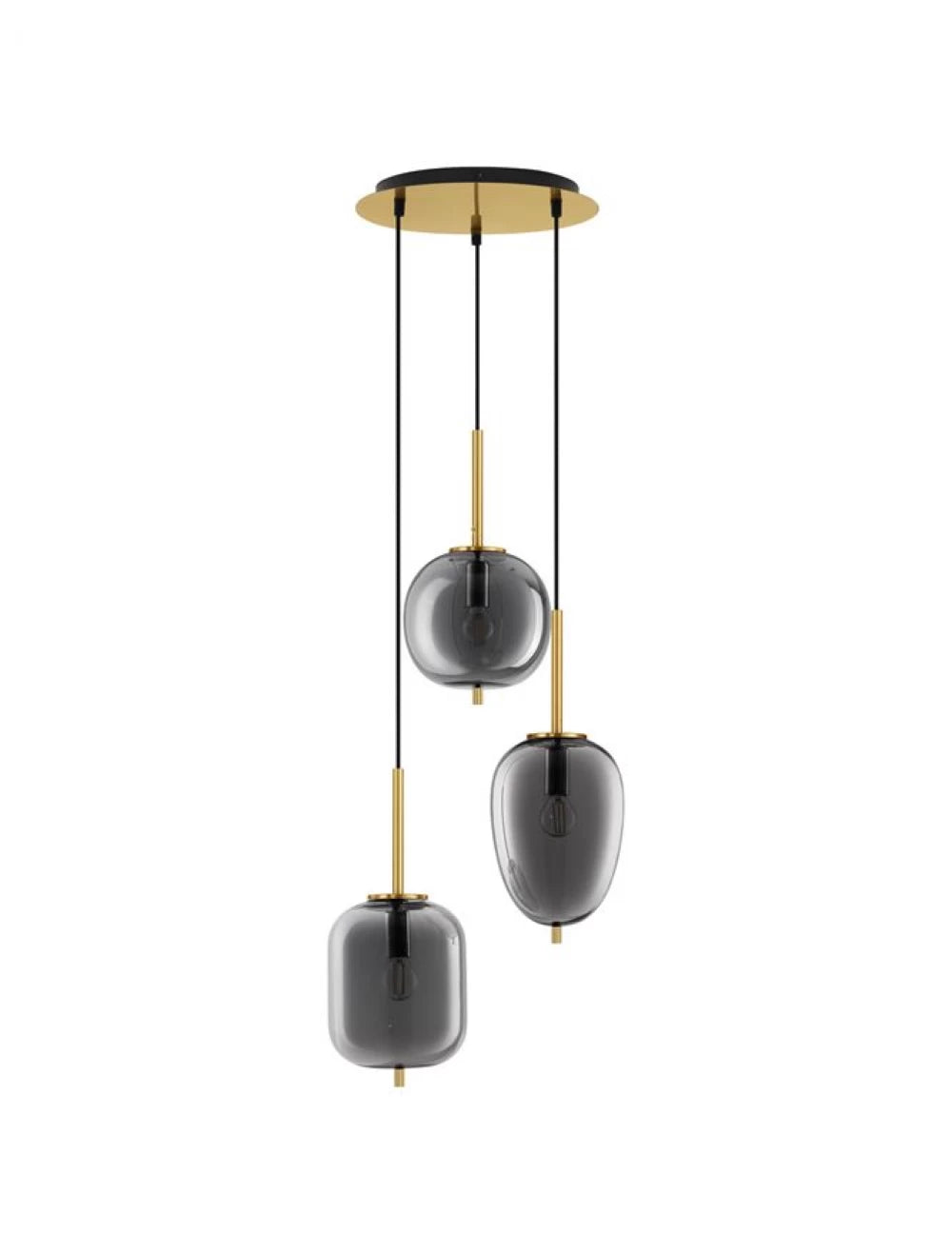 Candelabru structura din Metal Auriu si abajur din Sticla Fumuriu H120xL46cm IP20 LATO
