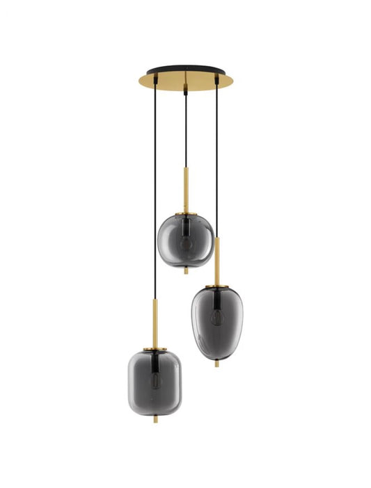 Candelabru structura din Metal Auriu si abajur din Sticla Fumuriu H120xL46cm IP20 LATO