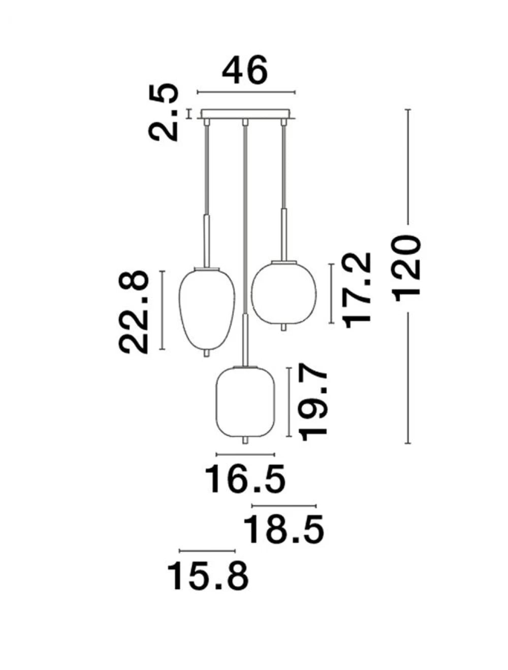 Candelabru structura din Metal Auriu si abajur din Sticla Fumuriu H120xL46cm IP20 LATO