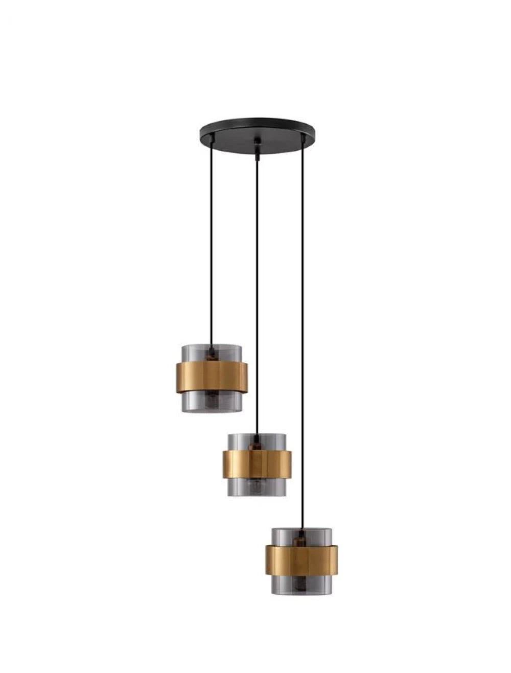 Candelabru structura din Metal Auriu si abajur din Sticla Fumuriu H170xL45cm IP20 SIANNA
