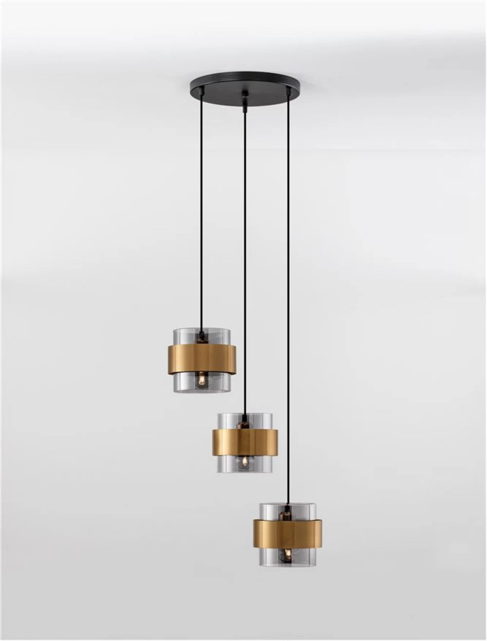 Candelabru structura din Metal Auriu si abajur din Sticla Fumuriu H170xL45cm IP20 SIANNA