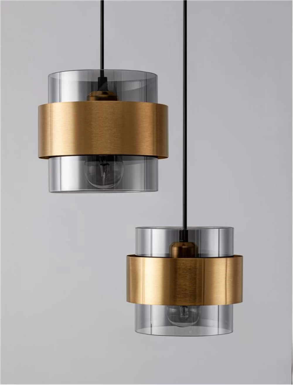 Candelabru structura din Metal Auriu si abajur din Sticla Fumuriu H170xL45cm IP20 SIANNA