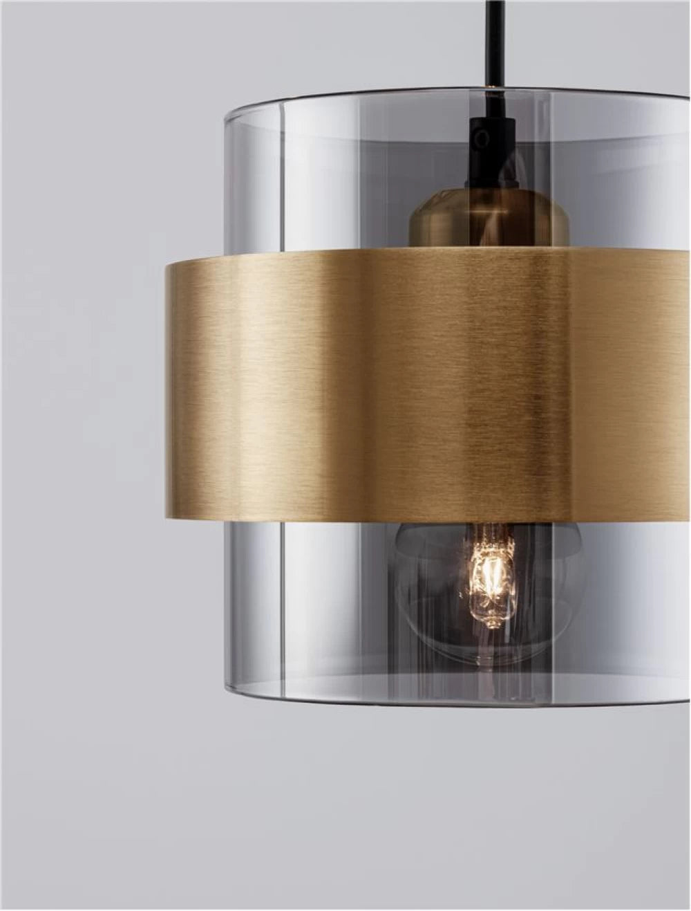 Candelabru structura din Metal Auriu si abajur din Sticla Fumuriu H170xL45cm IP20 SIANNA