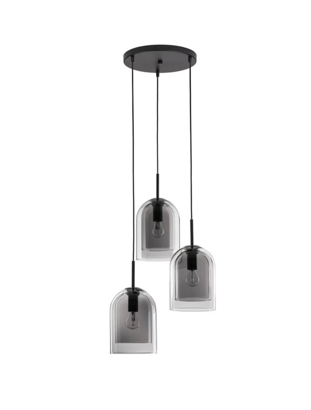 Candelabru structura din Metal Negru si abajur din Sticla Fumuriu H185xL30cm IP20 VELOR