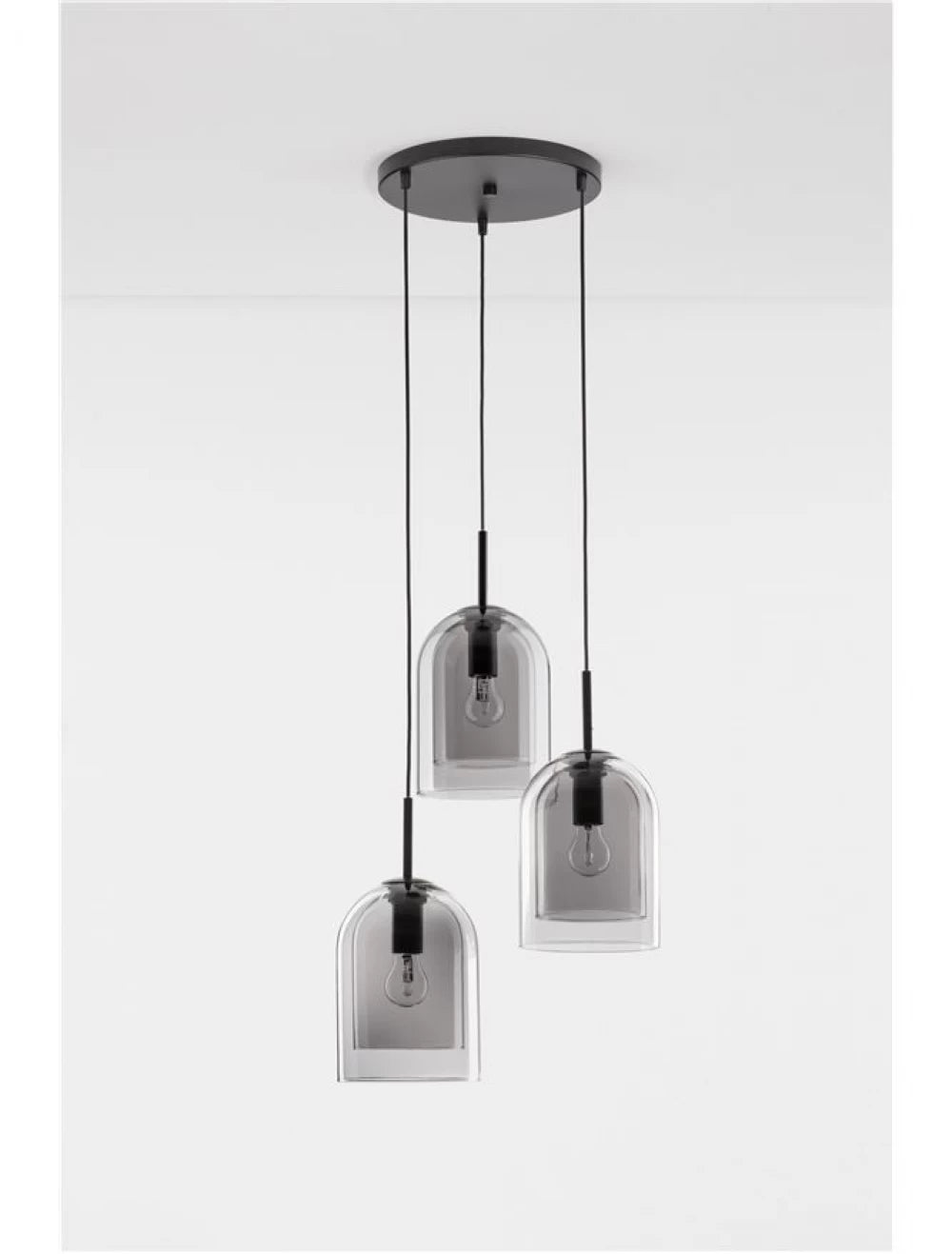 Candelabru structura din Metal Negru si abajur din Sticla Fumuriu H185xL30cm IP20 VELOR