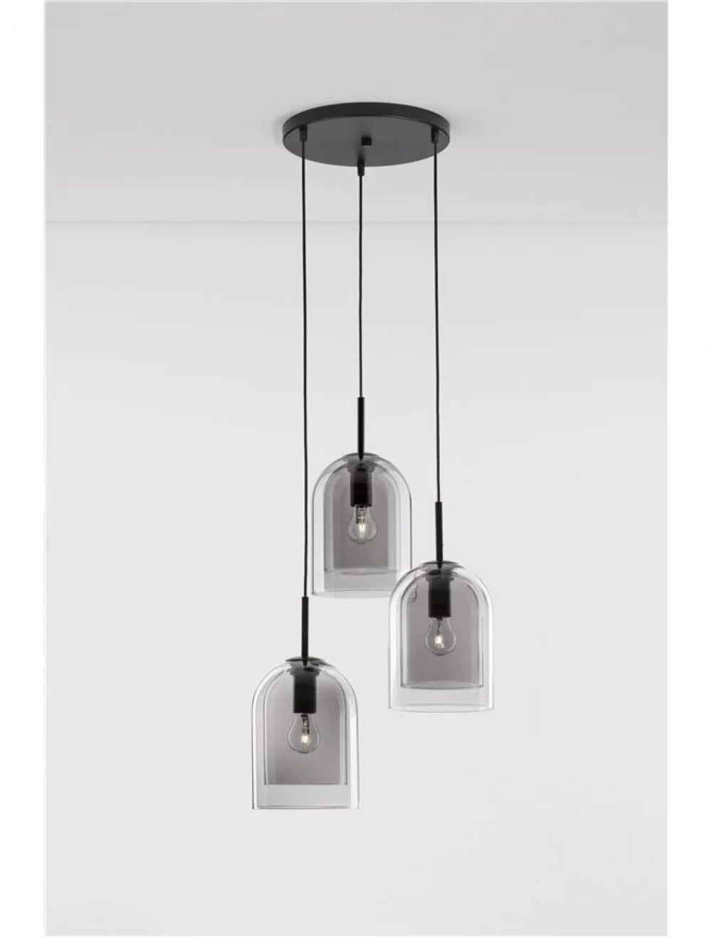 Candelabru structura din Metal Negru si abajur din Sticla Fumuriu H185xL30cm IP20 VELOR
