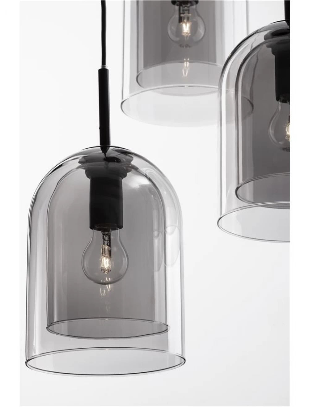Candelabru structura din Metal Negru si abajur din Sticla Fumuriu H185xL30cm IP20 VELOR