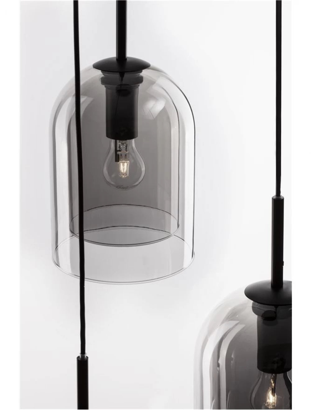 Candelabru structura din Metal Negru si abajur din Sticla Fumuriu H185xL30cm IP20 VELOR