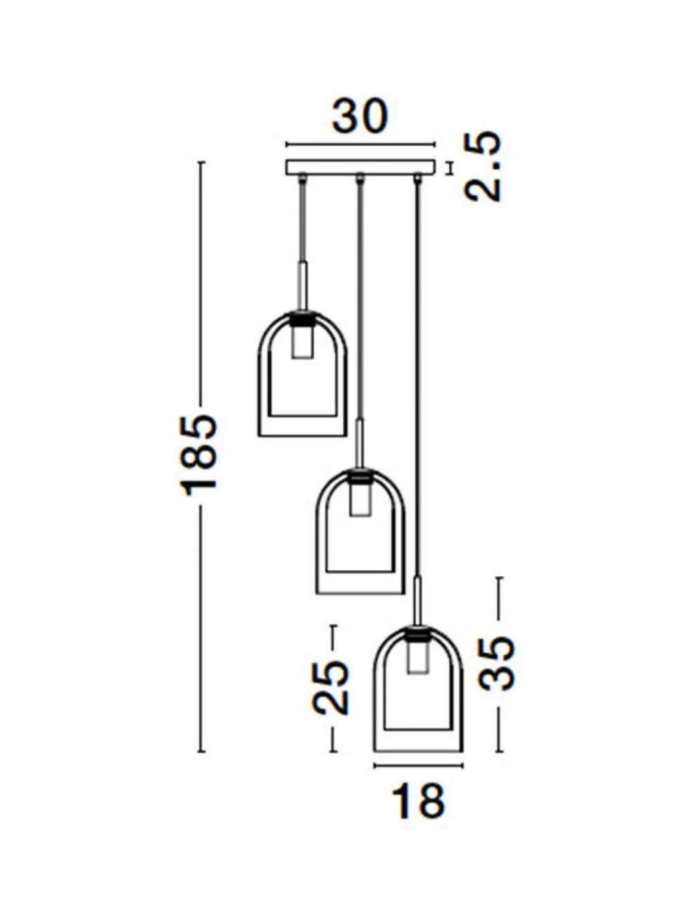 Candelabru structura din Metal Negru si abajur din Sticla Fumuriu H185xL30cm IP20 VELOR