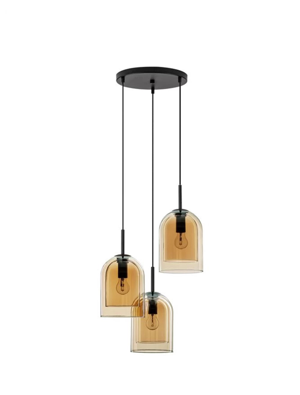 Candelabru structura din Metal Negru si abajur din Sticla Auriu H185xL30cm IP20 VELOR